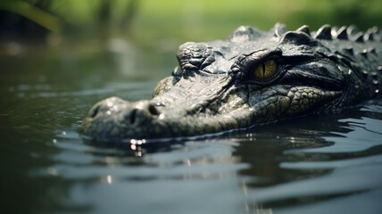 Fototapeta premium Crocodile animal drinking water AI Generated pictures