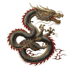 Chinese Style Dragon Illustration on Transparent Background for Commercial Use