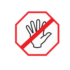 don't touch sign on white background , vector icon