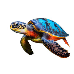 Full Body Sea Turtle Illustration - Isolated on Transparent Background