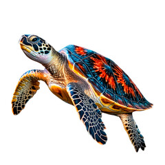 Full-Body Sea Turtle Isolated on Transparent Background - High-Resolution Image