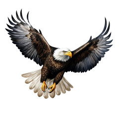 Graceful American Eagle in Flight - Realistic Illustration on Transparent Background