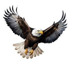 Fototapeta premium Graceful American Eagle in Flight - Realistic Illustration on Transparent Background