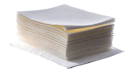 White stack Paper napkin isolated on transparent background.