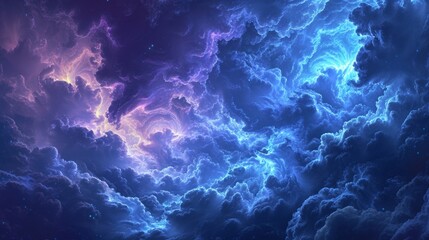 Colorful Sky With Clouds and Stars, A