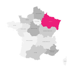 Grand Est - map of administrative division, region pink highlighted in map of France