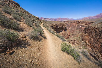 hiking the tonto trail in the grand canyon national park, arizona, usa