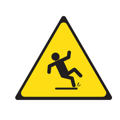 Slippery floor sign, vector illustration isolated on white background. Slip danger icon.