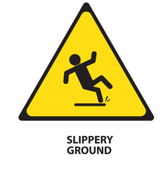 Slippery floor sign, vector illustration isolated on white background. Slip danger icon.