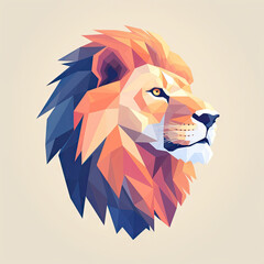 Minimalistic logo style colourful lion on clear background