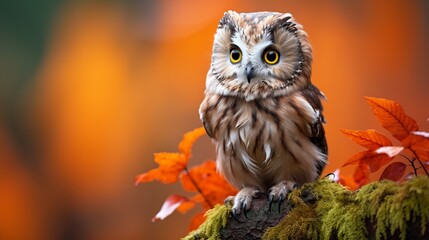 Majestic owl perched on tree in natural wildlife habitat, beautiful wildlife photography