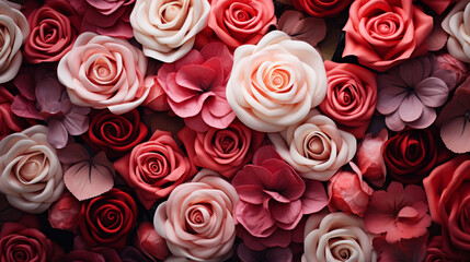 Romantic Pink and red flower rose Background , generate AI