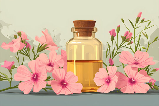 Spa Serenity, Illustration Pelargonium Fragrance for Herbal Therapy. Generative AI