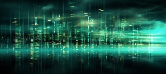 Digital matrix  abstract background with grid of digital data and binary code pattern