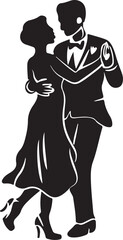 Silhouettes of romantic couples isolated on a white background collection set. Happy couple dancing together vector silhouette set.