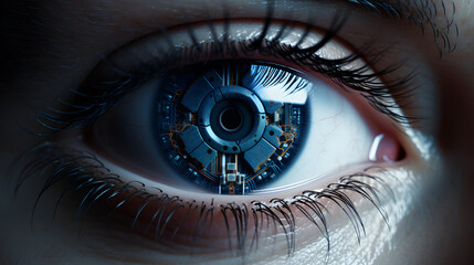 Close up view of a eye. Striking AI-generated close-up of an eye, perfect for themes of vision, perception, and technology.