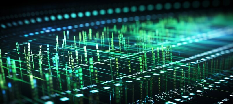 Abstract digital grid background with matrix of digital data and technological network concept