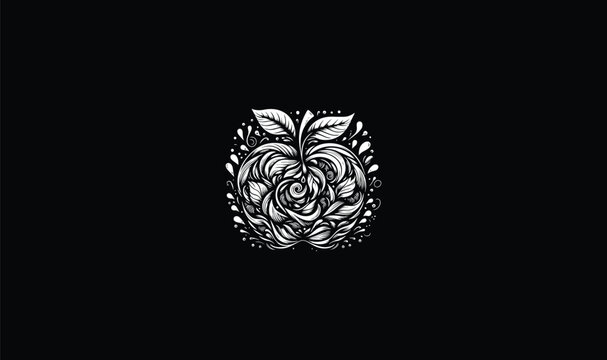 apple art logo on black background