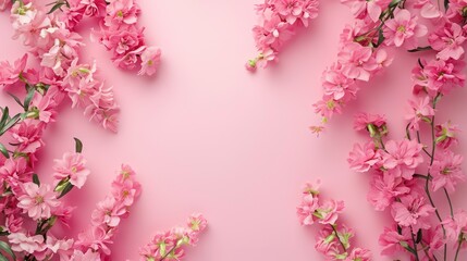 Fototapeta premium Flowers composition. Frame made of dried rose flowers on white background. Flat lay, top view, copy space