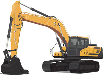 excavator isolated on a white background. Vector illustration.
