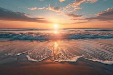 Zelfklevend Fotobehang landscape with sea sunset on beach © Alizeh