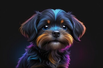 yorkshire terrier puppy on black background