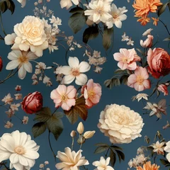 Abwaschbare Fototapete seamless pattern of vintage flowers © Karat