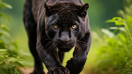 Foto auf Leinwand Front view of magnificent panther in natural habitat, captured in stunning wildlife photography © Eva