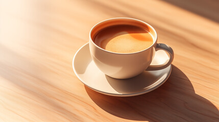 Obraz premium Tasse de café ou cappuccino. Boisson chaude, ambiance chaleureuse et relaxante. Arrière-plan pour conception et création graphique.