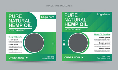 Hemp oil extract social media Instagram post and banner template
