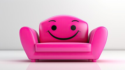Smiled pink couch. Generative AI - obrazy, fototapety, plakaty