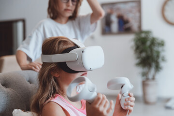 Happy Kids Playing Virtual Reality Game © Anna Om