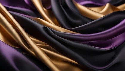 Abstract background - luxurious 3d  black, purple and golden wave business background. Creative business background
