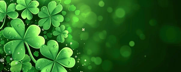 Foto op Plexiglas Shamrock  four leaf clover background banner with copy space. Happy St. Patrick's Day © Mariia