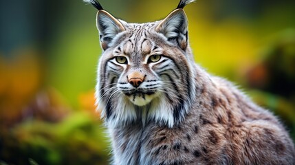 Fototapeta premium Majestic bobcat close up portrait in natural habitat, showcasing wildlife beauty in stunning photo.