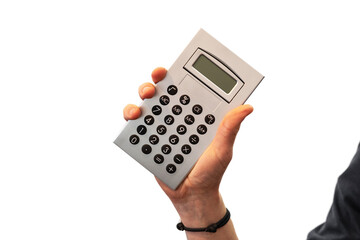 Hand mit Taschenrechner