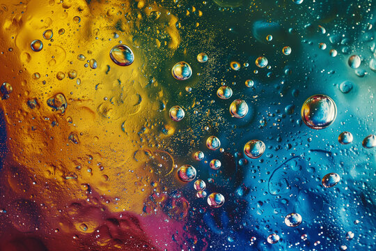 colorful water bubbles and stars, in the style of hyperrealism