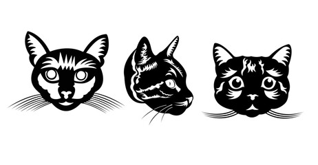 black and white cat face collection