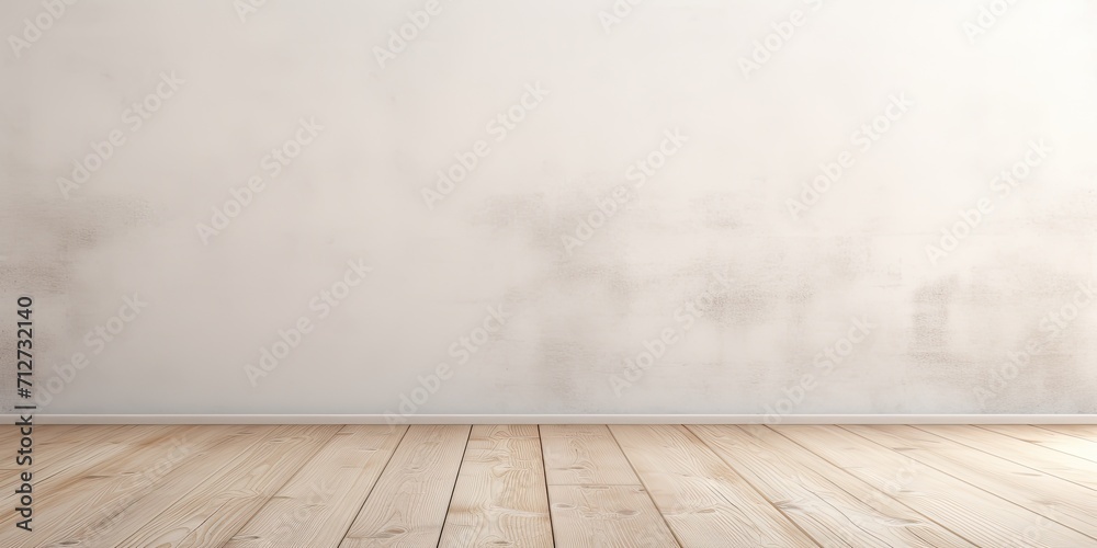 Sticker suitable background for presentation, mockup, and backdrop with white grunge stucco and wooden floor