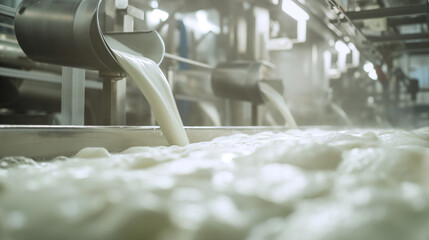Fototapeta na wymiar Milk production factory, AI