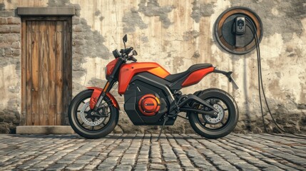 Obraz na płótnie Canvas Futuristic motorcycle charging station