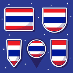 Cute cartoon vector illustration bundle state flag of Thailand country