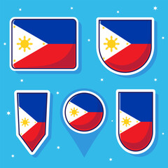 Cute cartoon vector illustration bundle state flag of Philippines