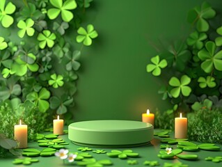 St. Patrick's Day Display with 3D Clover Podium