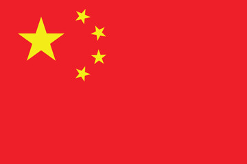 Flag of China original size and colors vector illustration, National Flag of the Peoples Republic of China, Five-starred Red Flag, Chinese Communist Revolution - obrazy, fototapety, plakaty