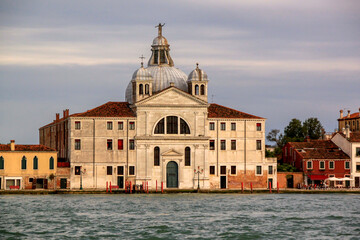 Fototapeta na wymiar The impressive large Church of Santa Maria della Presentazione, usually known as the Le Zitelle, in Venice, Italy. 