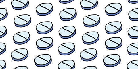 seamless pattern with tablet capsule pill in flat style vector. template for print, wallpaper, wrapping, background. illustration on a medical theme