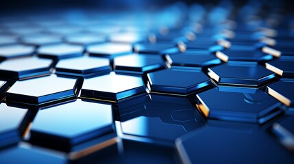 Fototapeta premium Vibrant blue hexagonal geometric abstract background with stylish elements and modern design