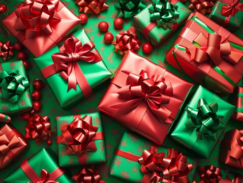 Christmas Presents Present Gift Gifts Wrapped Wrapping Bow Bows Background Wallpaper Image	
