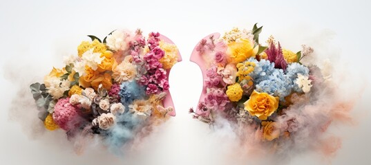 Floral lungs illustrating the harmful impact of air pollution on nature s beauty and the environment